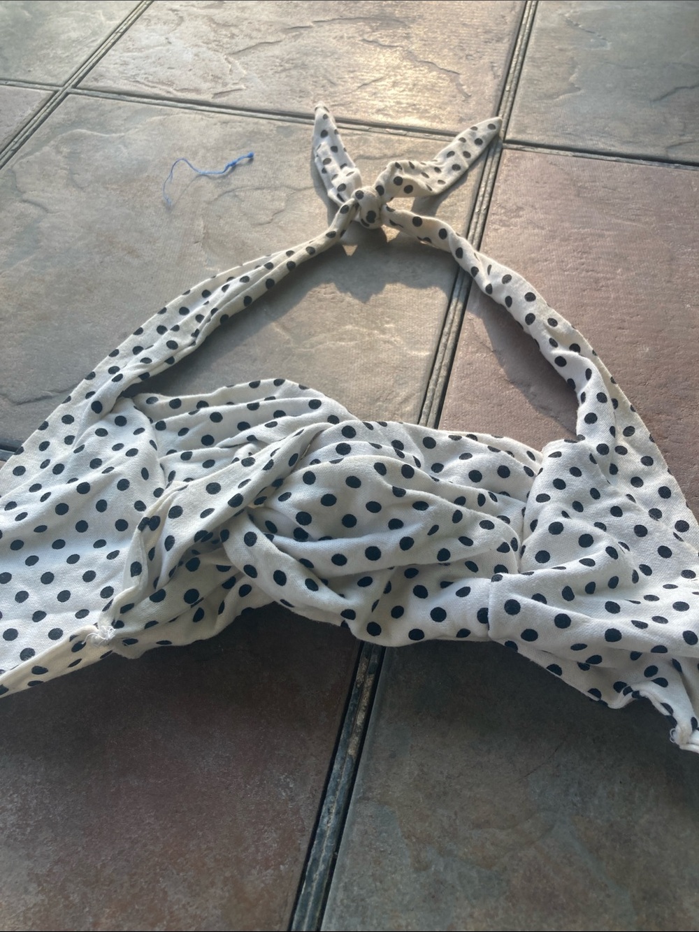 Y2K Vintage Polka Dot Halter Bikini Top - Black on White - Picture 3 of 11